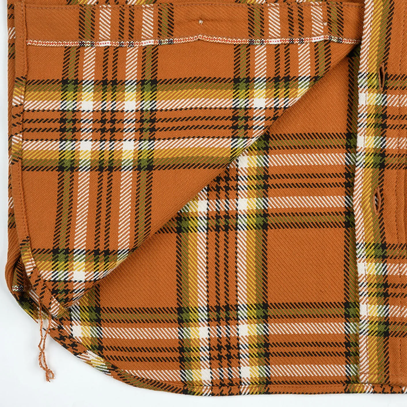 Iron Heart 9oz Selvedge Flannel Check Work Shirt – Orange / IHSH-442 - Image 11