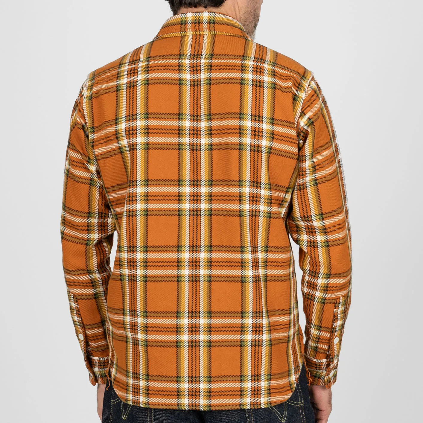 Iron Heart 9oz Selvedge Flannel Check Work Shirt – Orange / IHSH-442 - Image 14