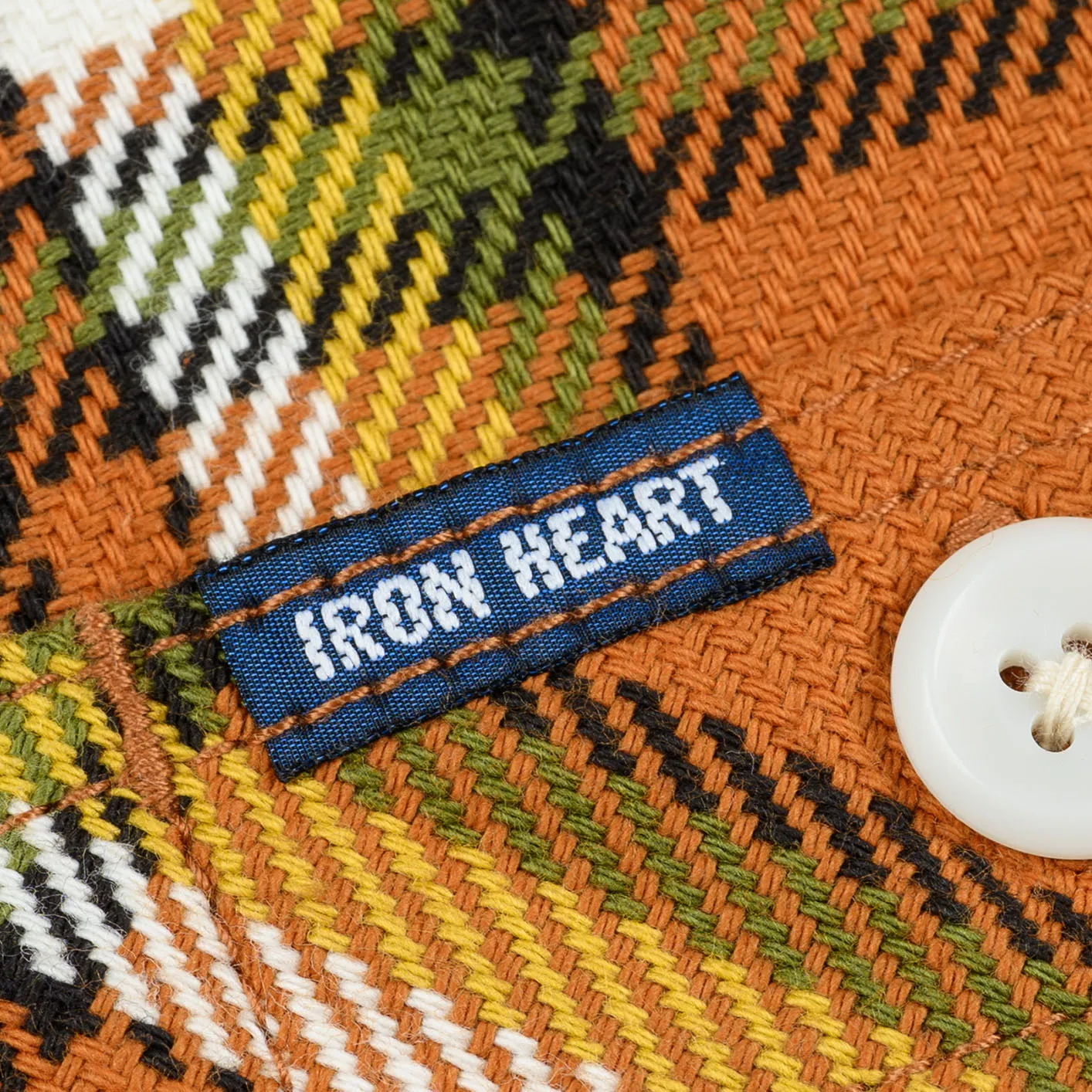 Iron Heart 9oz Selvedge Flannel Check Work Shirt – Orange / IHSH-442 - Image 5