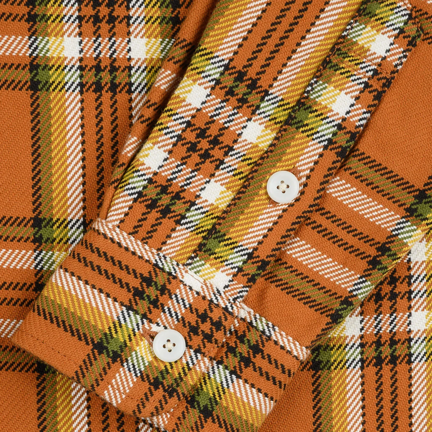 Iron Heart 9oz Selvedge Flannel Check Work Shirt – Orange / IHSH-442 - Image 7