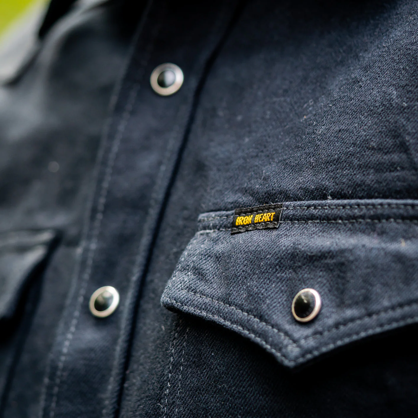 Iron Heart 'Johnny Cash III' 12oz Selvedge Denim Western Shirt - IHSH-218-BLK - Image 6