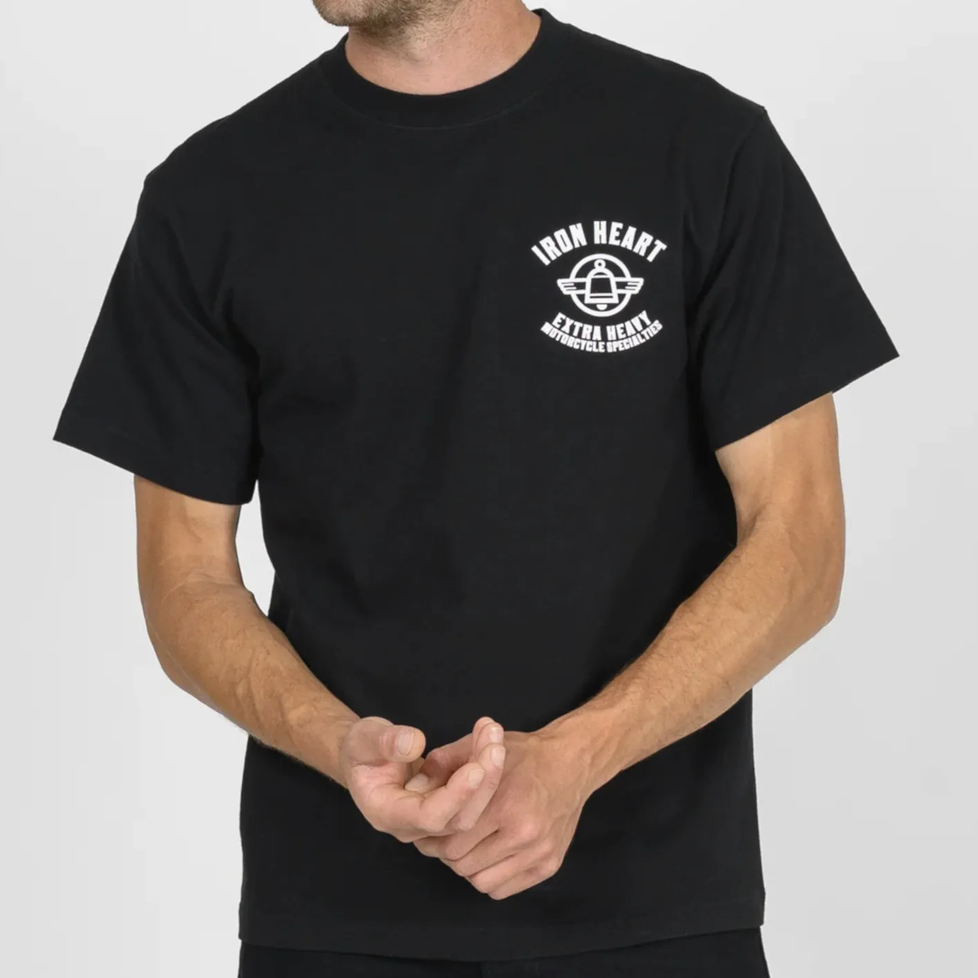 Iron Heart ‘Spark Plug’ 7.5oz Loopwheeled T-Shirt - Black / IHT-2503 - Image 6