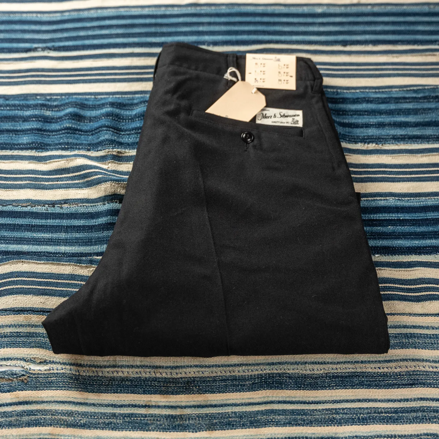 Merz b. Schwanen 10oz 1920s Refined Wool-Cotton Worker Chino – Deep Black - Image 2
