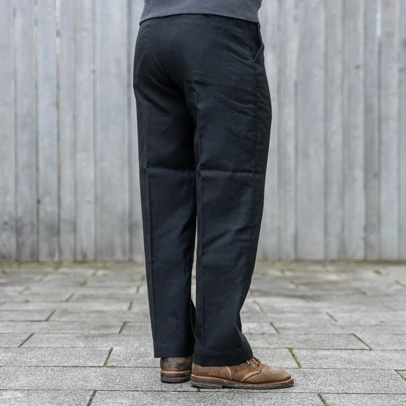 Merz b. Schwanen 10oz 1920s Refined Wool-Cotton Worker Chino – Deep Black - Image 3