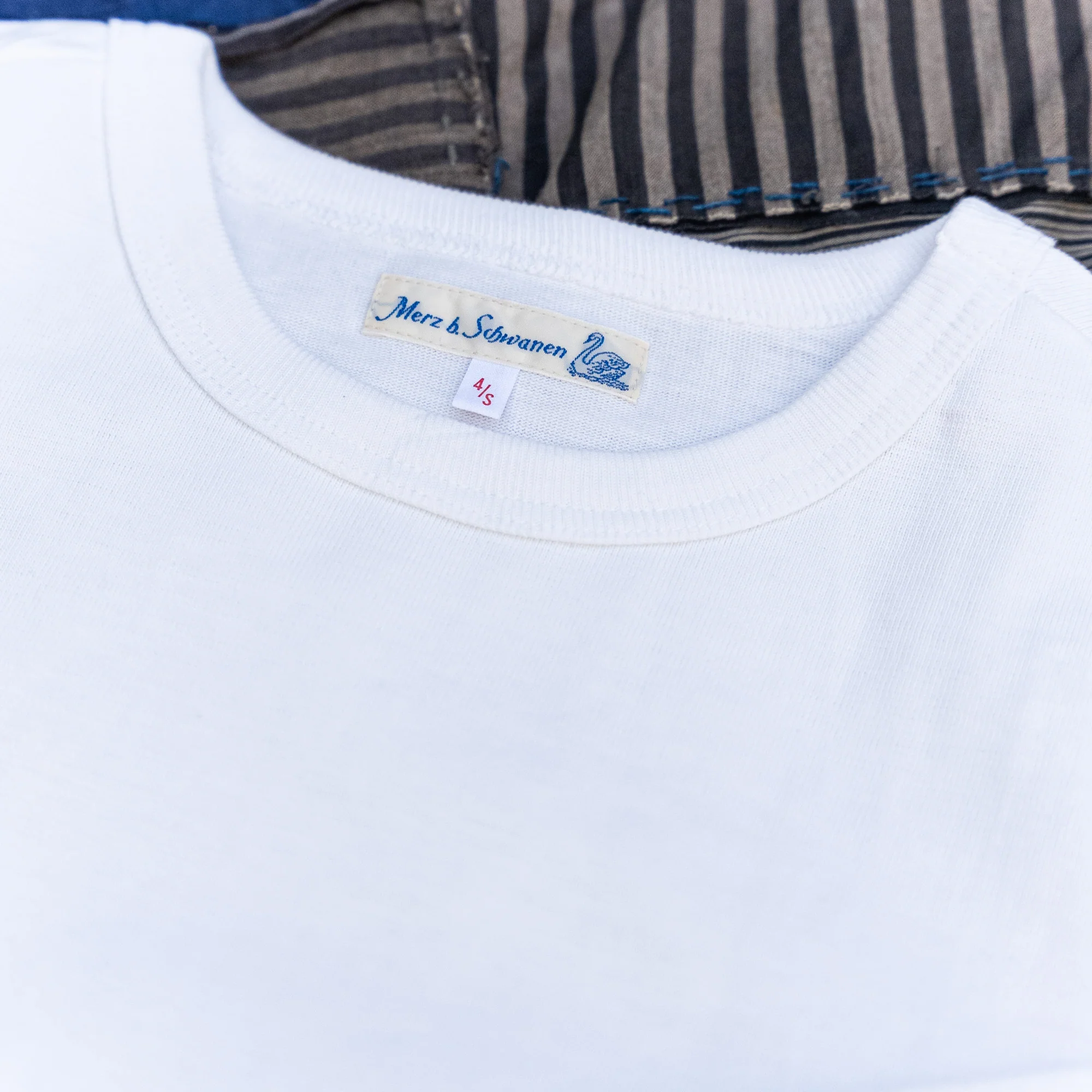 Merz b. Schwanen 2S18 11oz Heavy Loopwheeled Longsleeve – White - Image 2