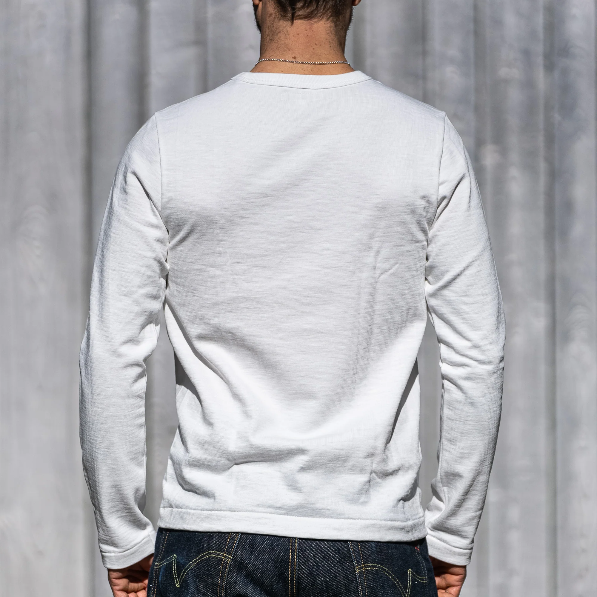 Merz b. Schwanen 2S18 11oz Heavy Loopwheeled Longsleeve – White - Image 6