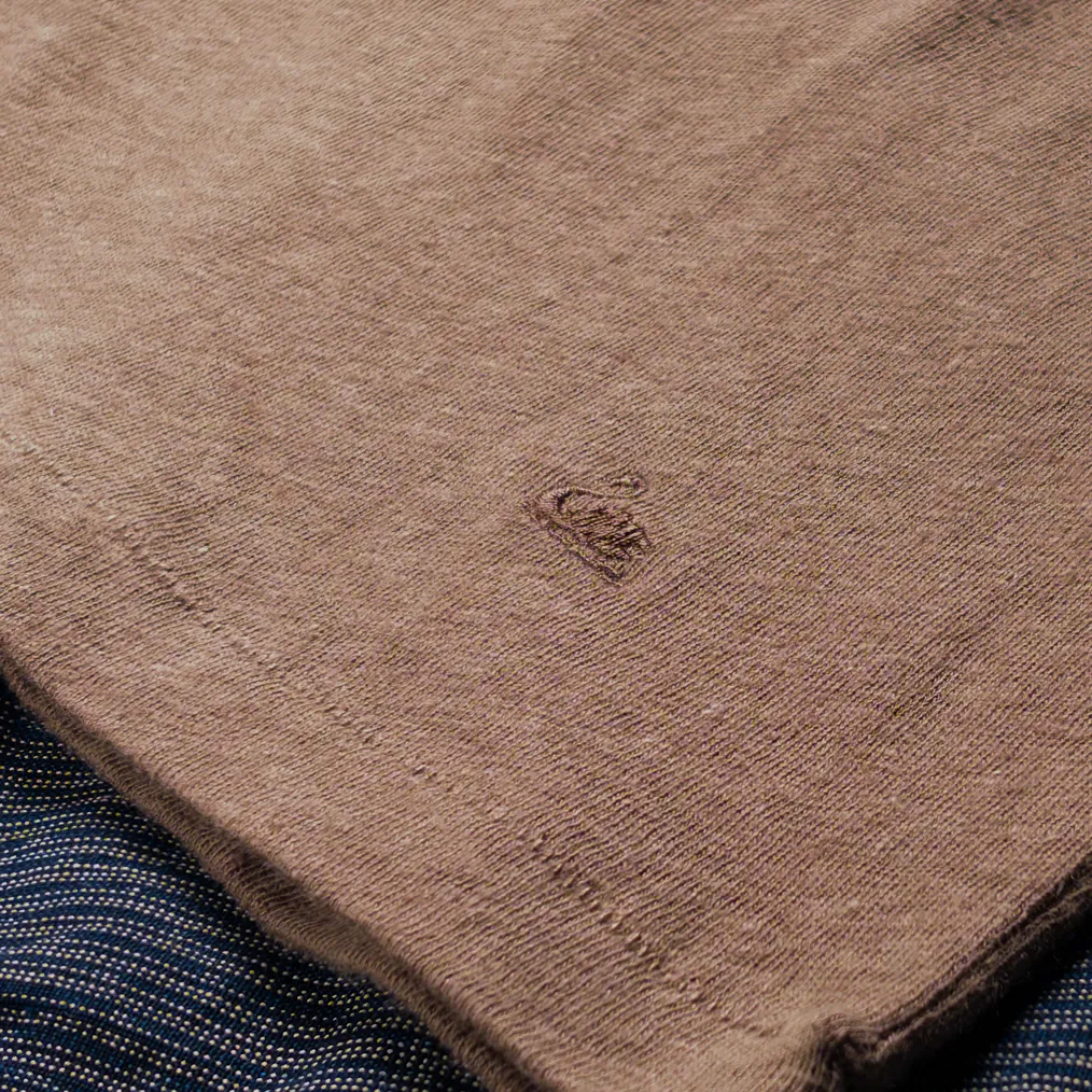 Merz b. Schwanen 4oz Featherweight Linen Polo Shirt - Grain - Image 3