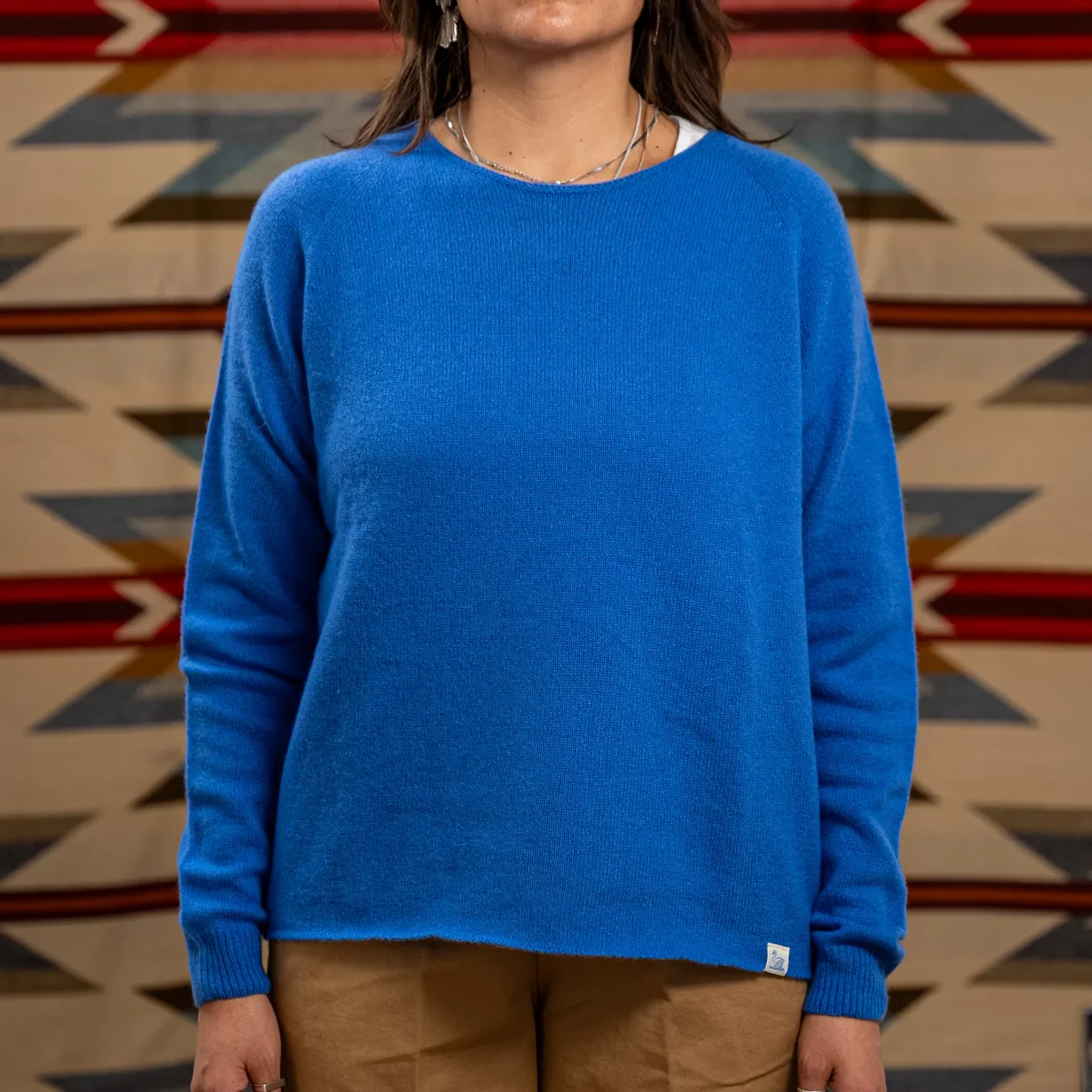 Merz b. Schwanen Women Merino Silk Cashmere Sweater – Washed Blue