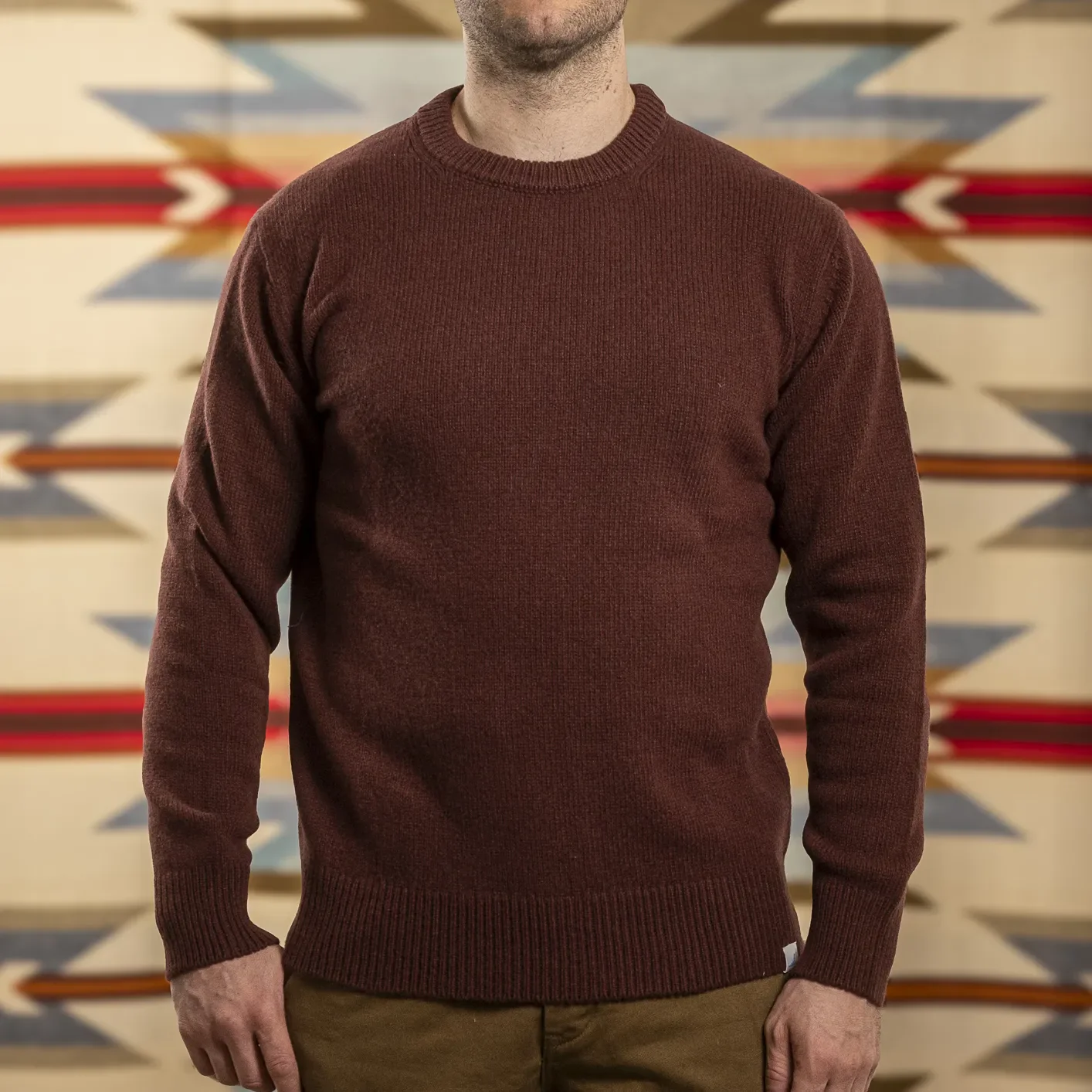 Merz b. Schwanen Merino x Cashmere Crewneck Sweater – Bark Brown / LOCC01