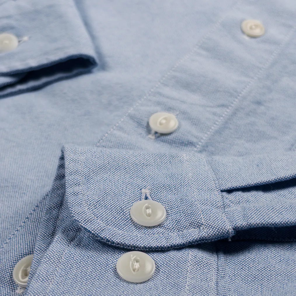 Merz b. Schwanen Women 5.3oz Cropped Boxy Oxford Shirt – Lightblue - Image 3