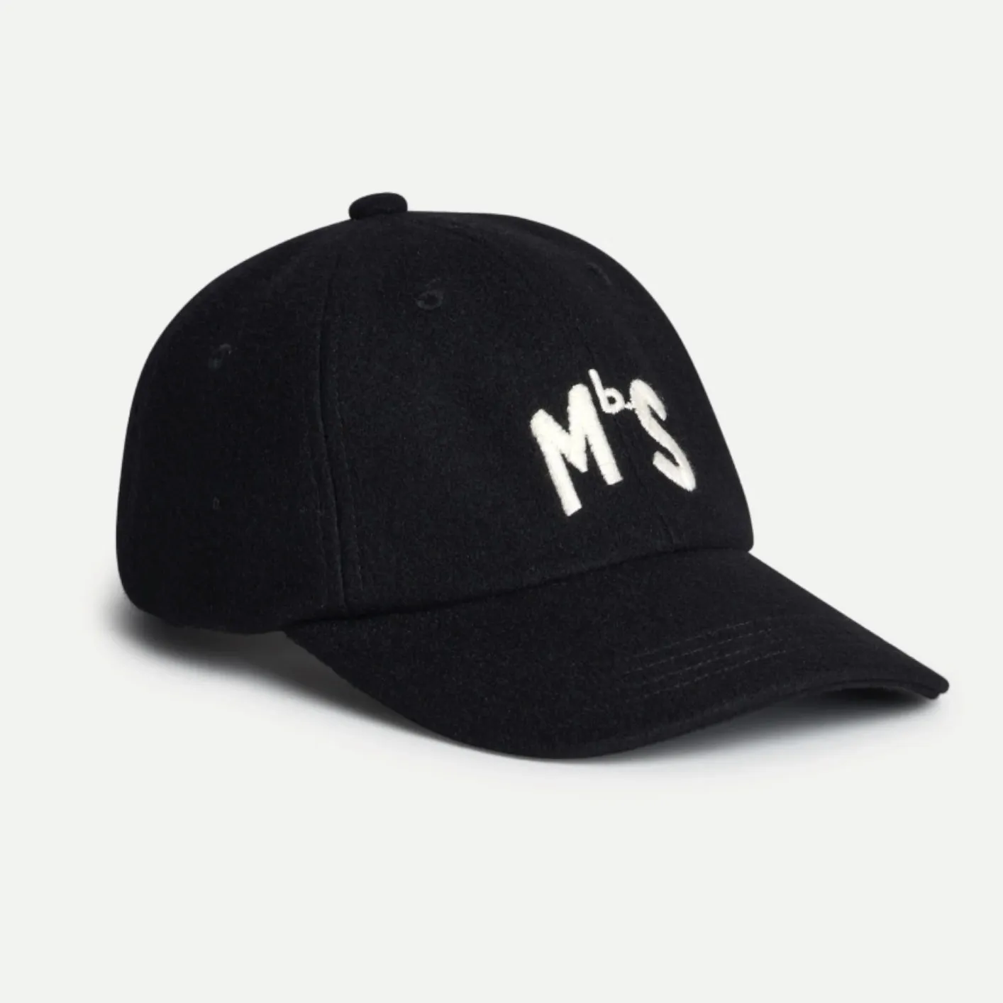 Merz b. Schwanen Wool ‘MbS’ Logo Cap – Deep Black