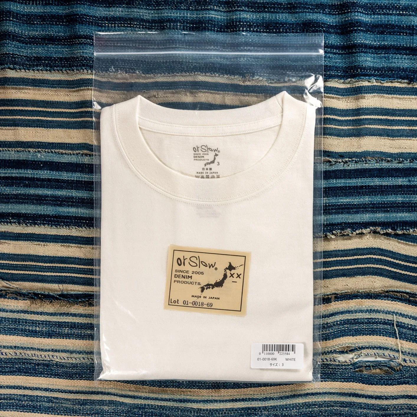 OrSlow 0018 5.8oz ‘Just’ Tubular Knit T-Shirt – White - Image 3