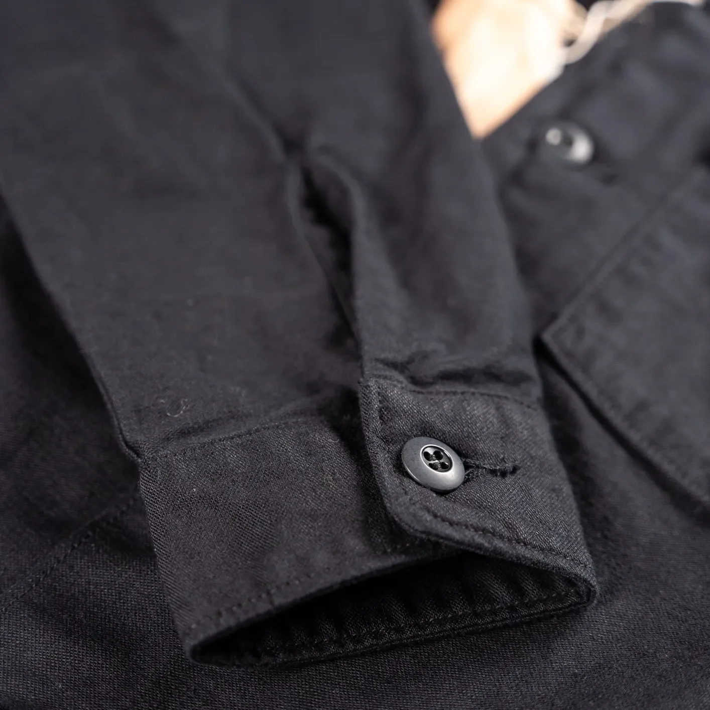 OrSlow 8045 US Army Reverse Sateen Fatigue Shirt – Black - Image 3