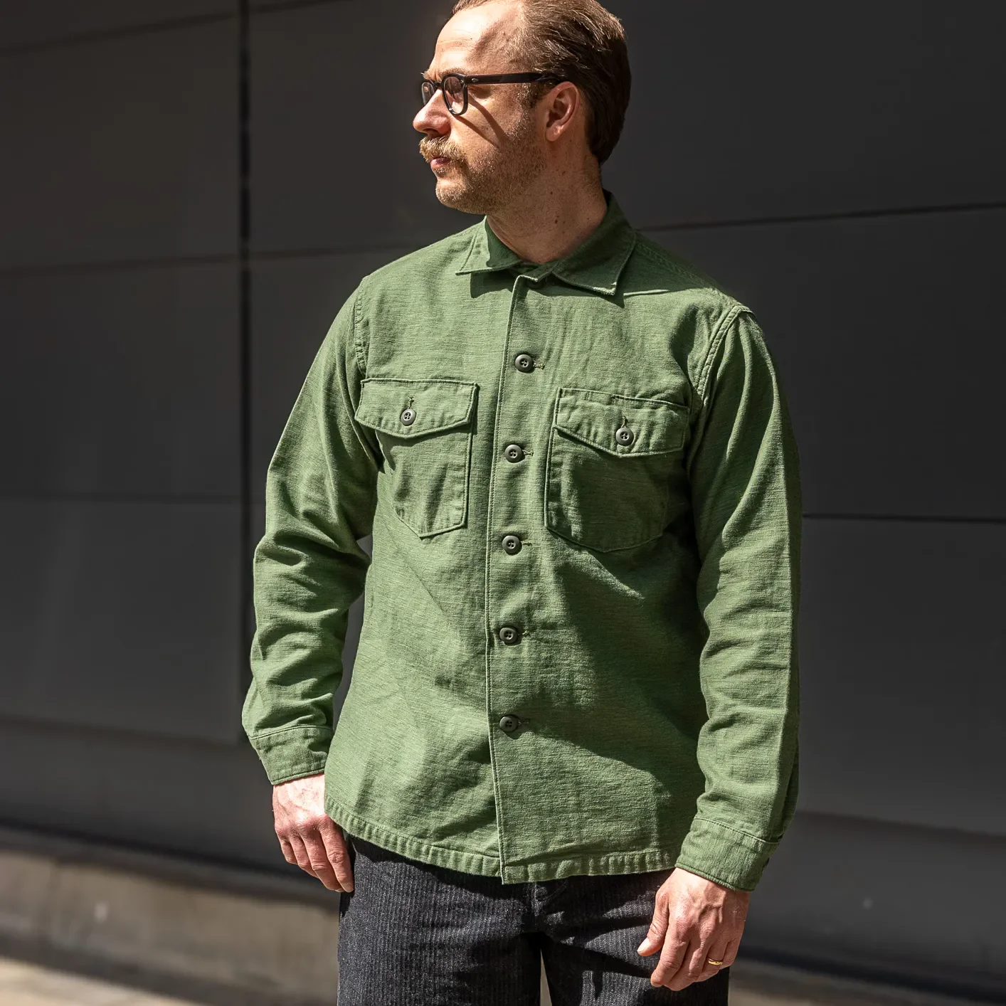OrSlow 8045 US Army Reverse Sateen Fatigue Shirt – Olive - Image 5