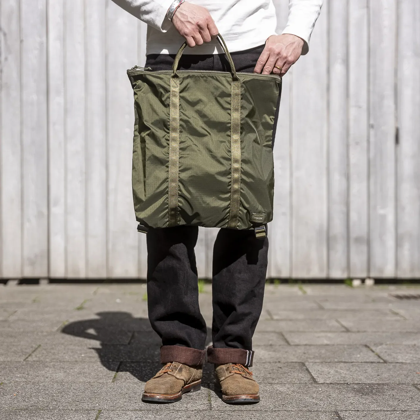 Porter Yoshida FLEX 2Way Tote Bag - Olive Drab - Image 3