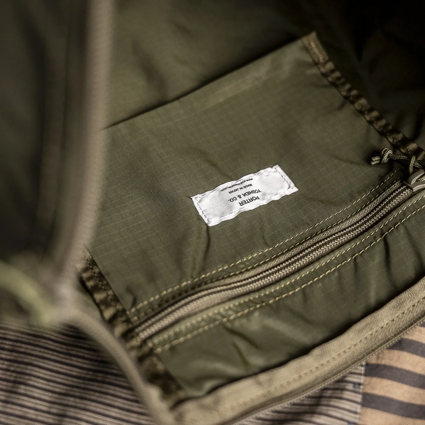 Porter Yoshida FLEX 2Way Tote Bag - Olive Drab - Image 5