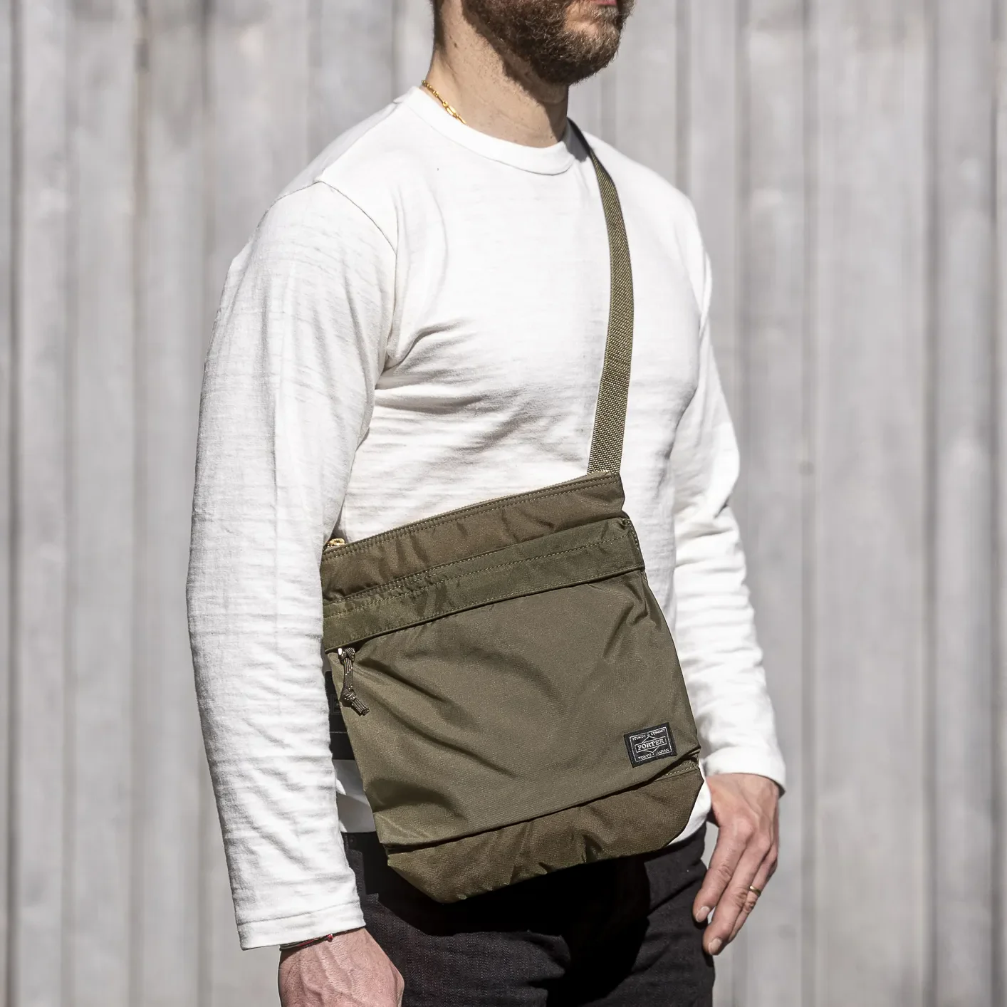 Porter Yoshida FORCE Shoulder Bag (Large) - Olive Drab