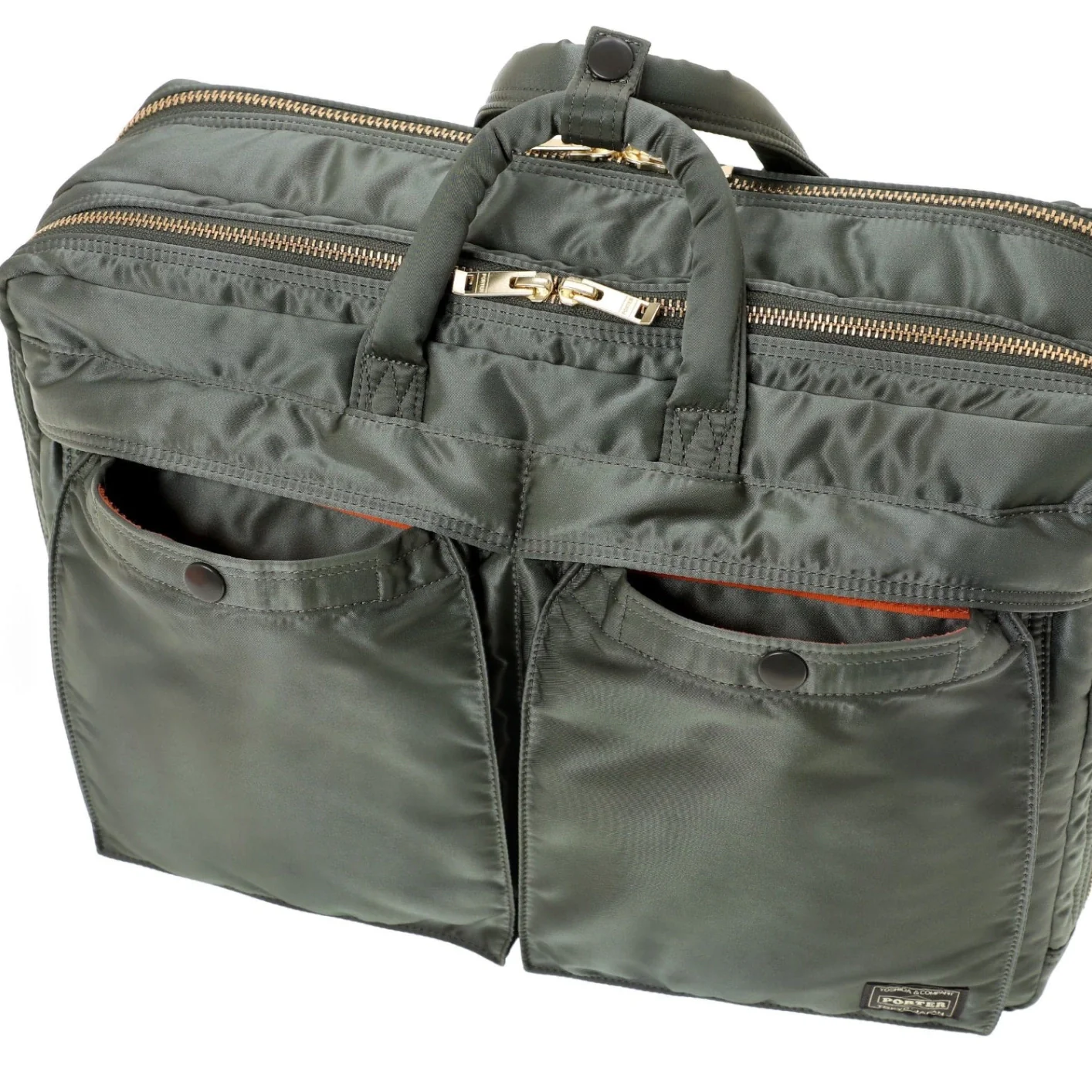 Porter Yoshida New Tanker 3Way Document Bag With Zip - Sage Green - Image 5