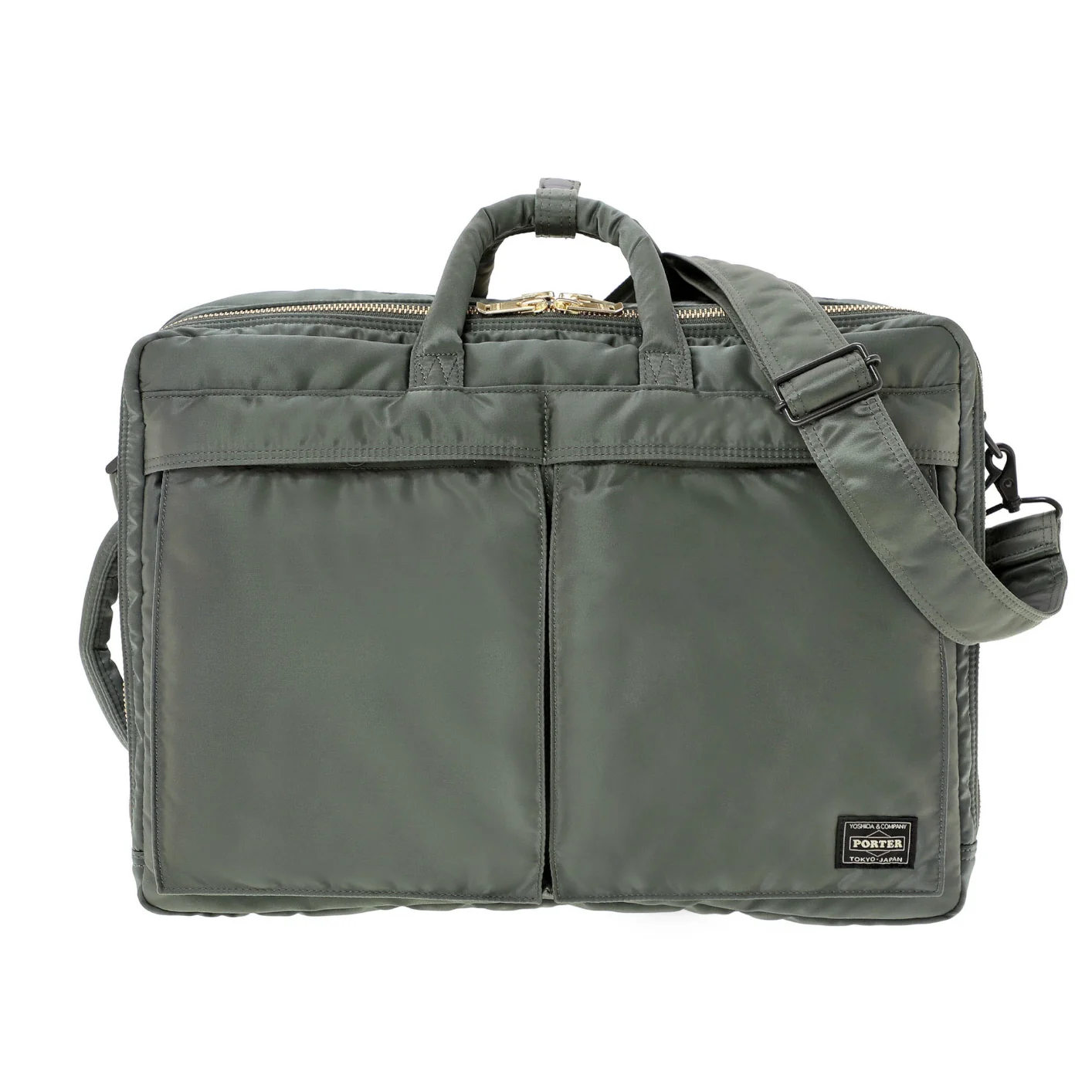 Porter Yoshida New Tanker 3Way Document Bag With Zip - Sage Green - Image 6