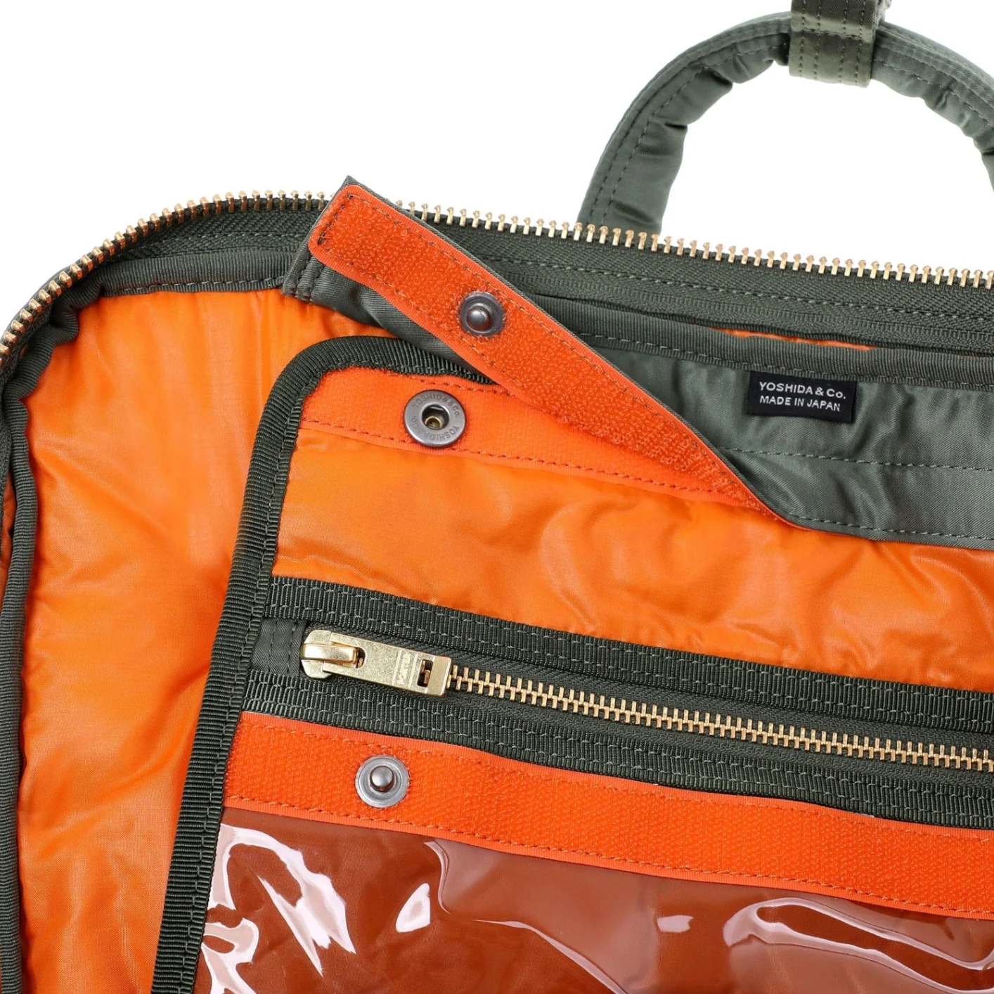 Porter Yoshida New Tanker 3Way Document Bag With Zip - Sage Green - Image 9