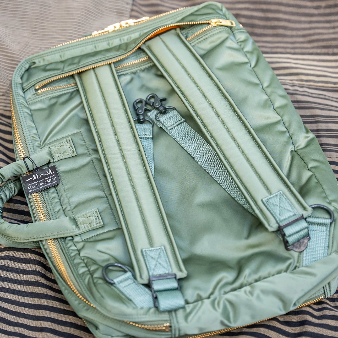 Porter Yoshida Tanker 3-Way Briefcase / Backpack (Business Class) – Sage Green - Image 4