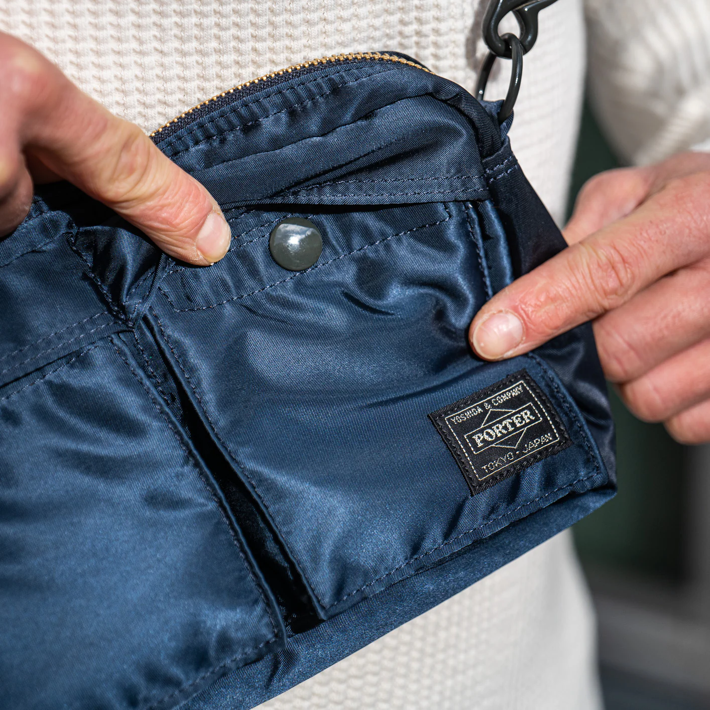 Porter Yoshida Tanker Shoulder Bag (Economy) - Iron Blue - Image 5