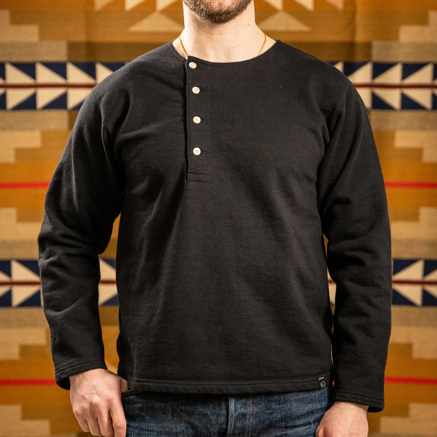 Prequel 15.5oz 1920s Archive Henley – Black