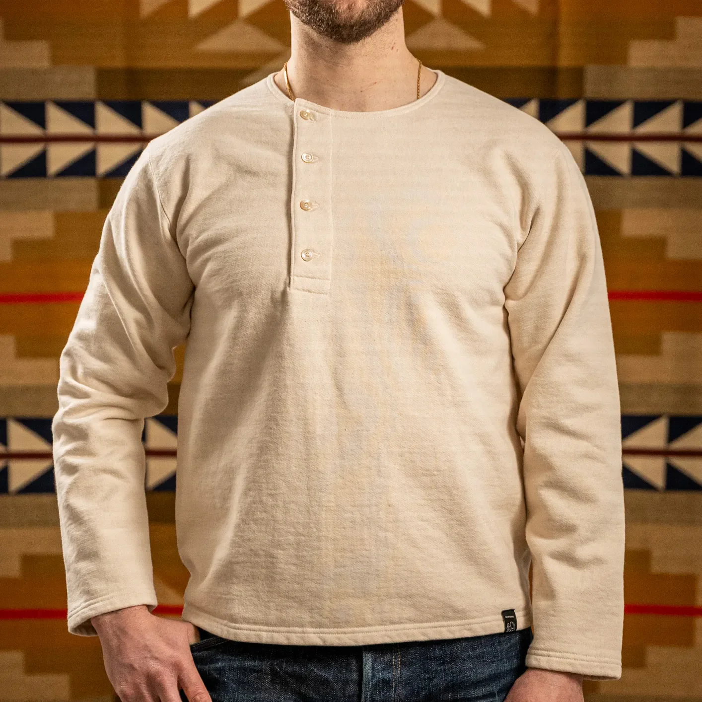 Prequel 15.5oz 1920s Archive Henley – Natural