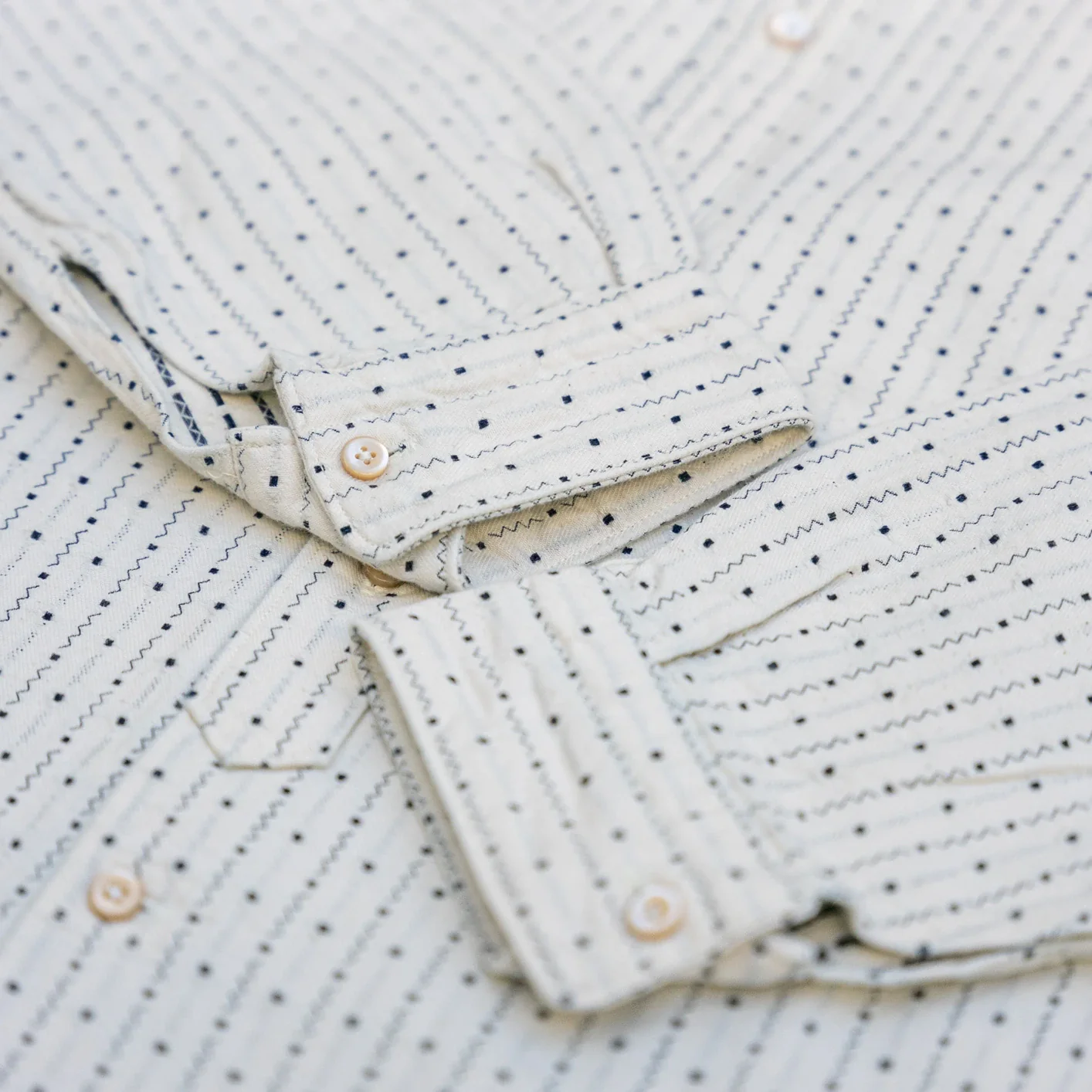 Prequel 7.5oz Dobby Dot Stripe Shirt - Indigo - Image 3