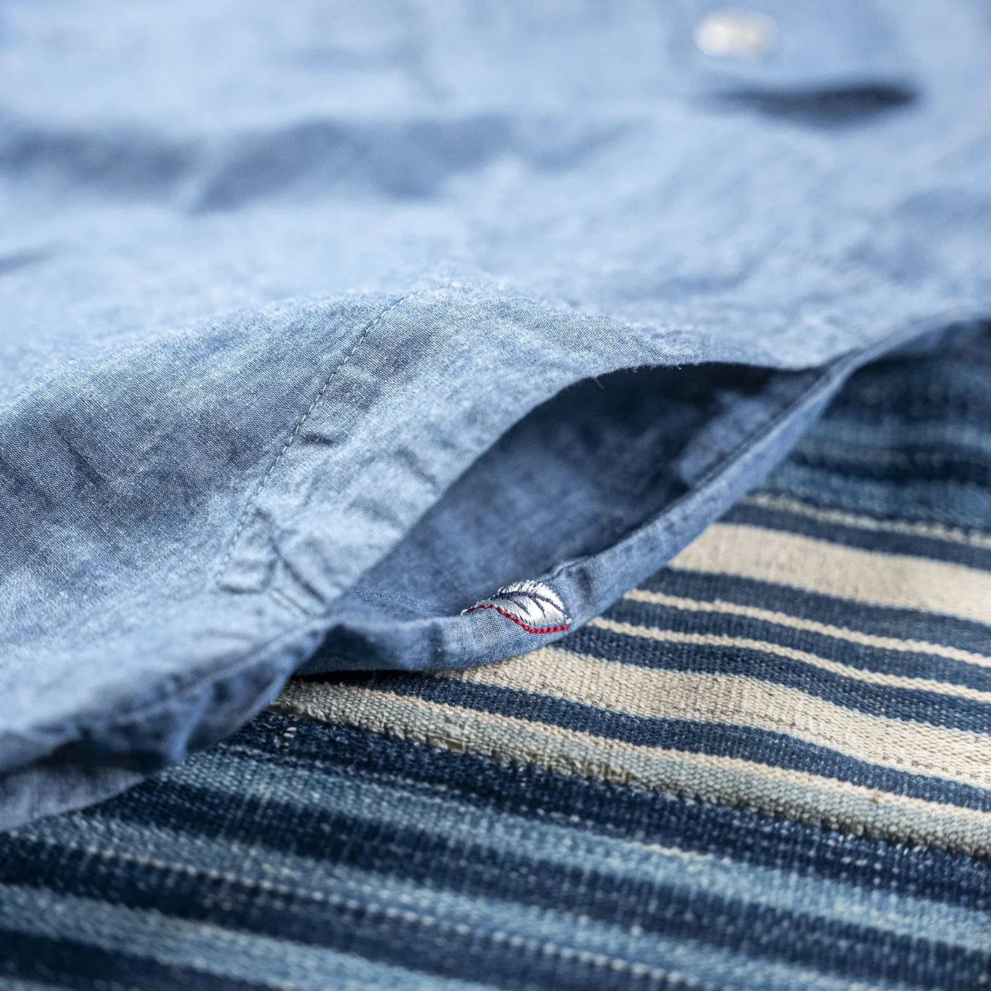 Pure Blue Japan 2234 Oriental Chambray Shirt - Indigo - Image 5