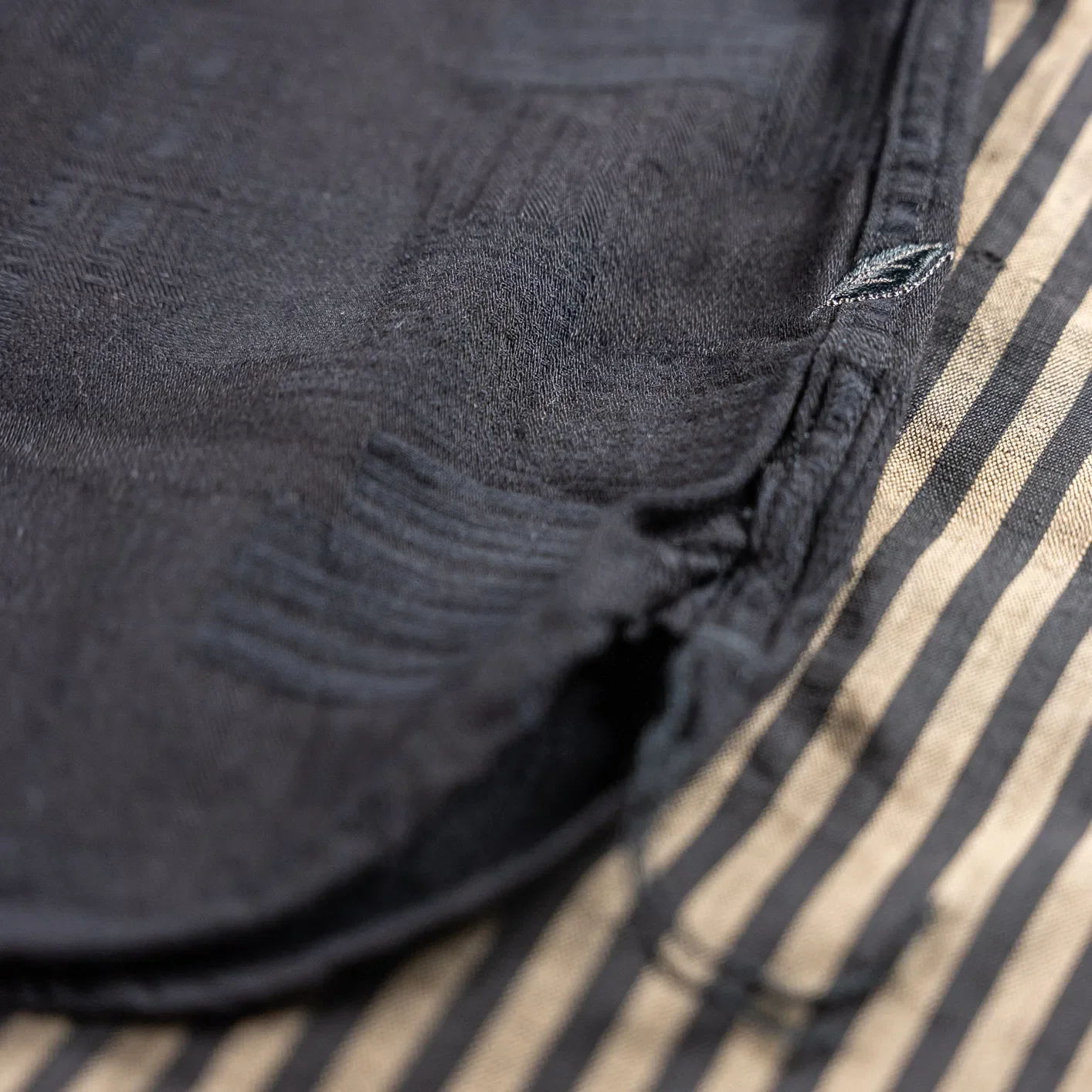 Pure Blue Japan 2239 Boro Patchwork Jacquard Shirt – Double Black - Image 4
