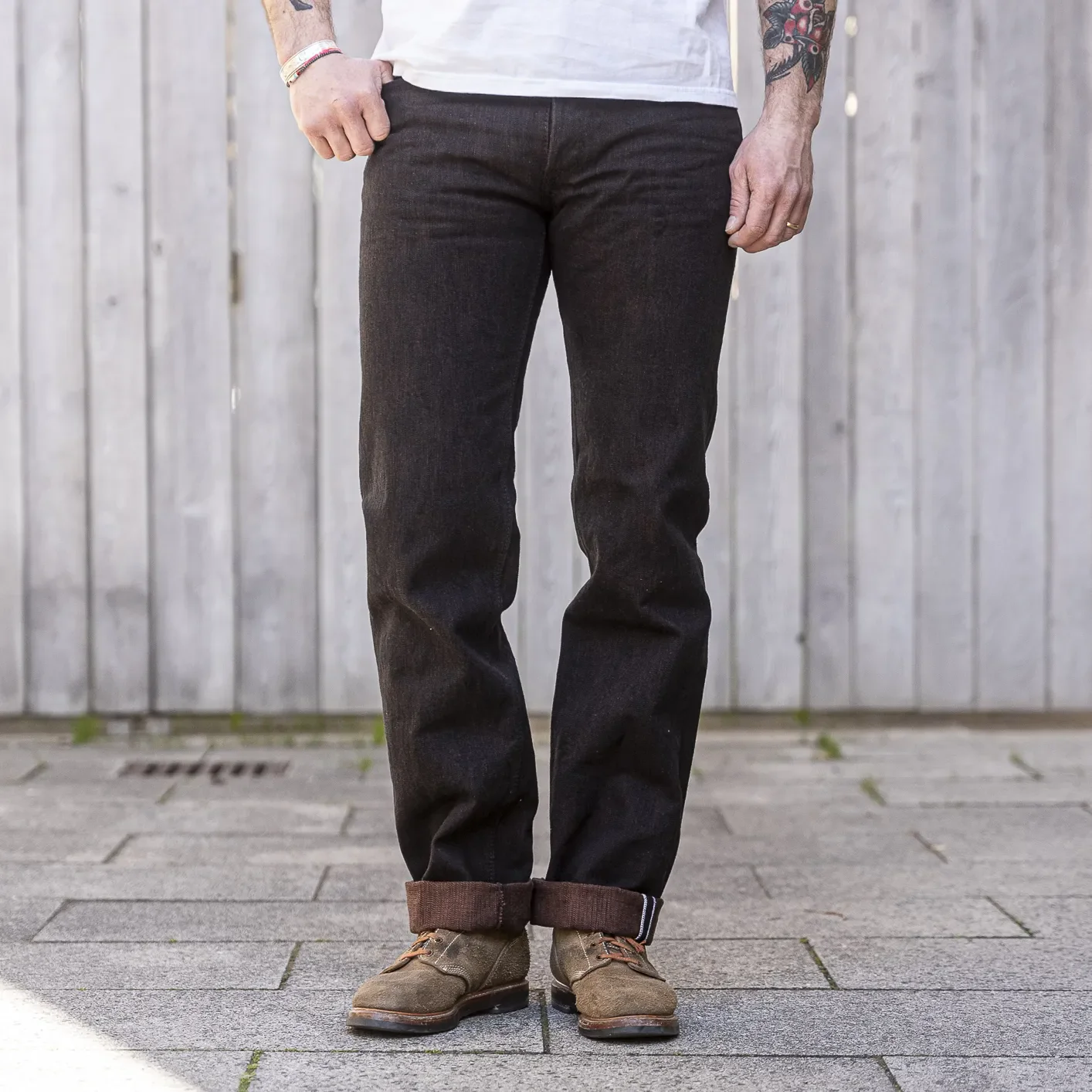Pure Blue Japan PER-EX-003 15oz Extra Slub Selvedge Jeans - Black x Persimmon / Regular Straight