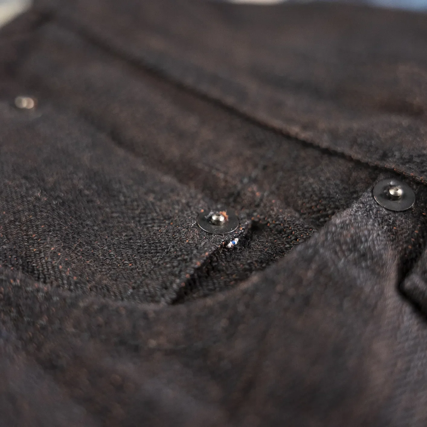 Pure Blue Japan PER-EX-003 15oz Extra Slub Selvedge Jeans - Black x Persimmon / Regular Straight - Image 6