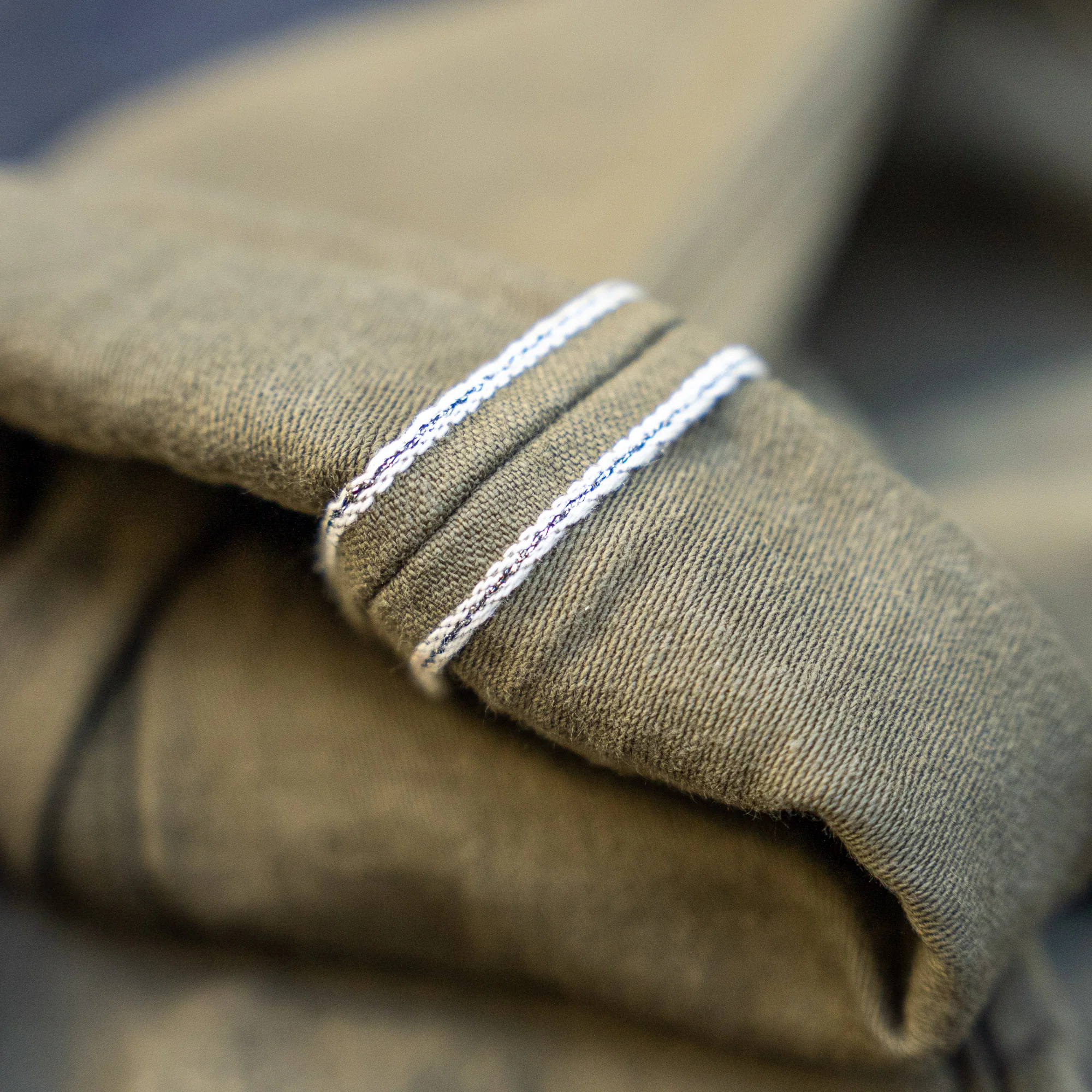 Samurai 15oz Heavy Selvedge Back-Sateen Chino - Slim Straight / Olive - Image 4