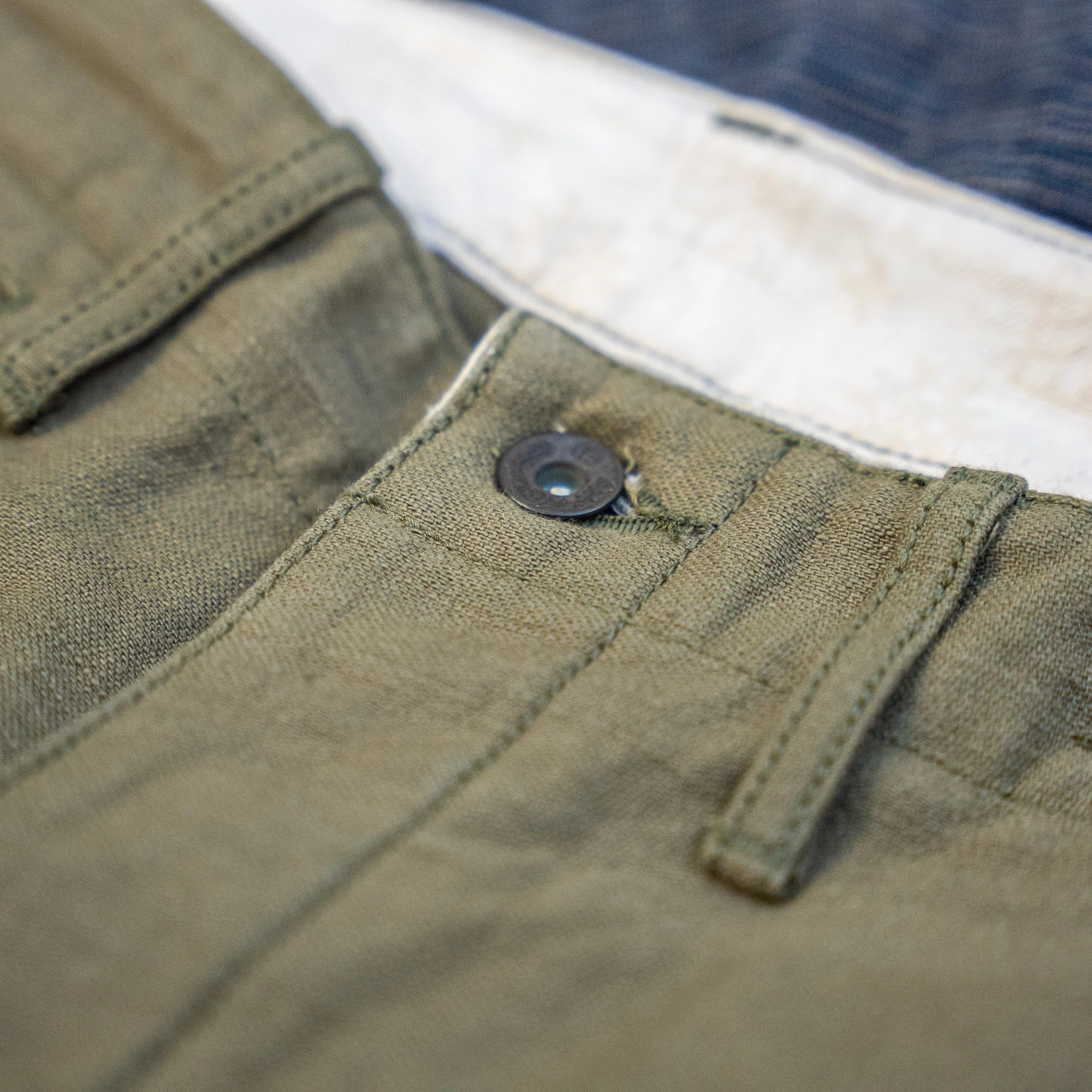 Samurai 15oz Heavy Selvedge Back-Sateen Chino - Slim Straight / Olive - Image 5