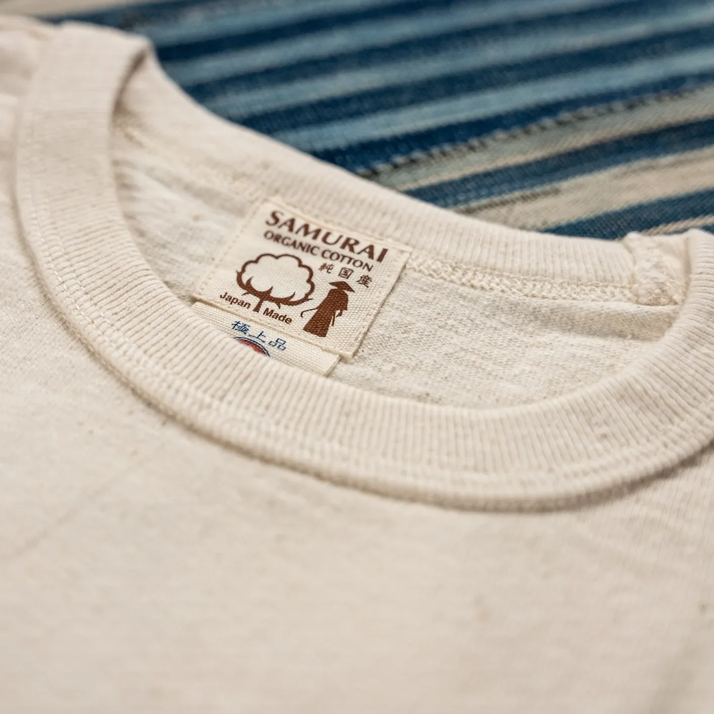 Samurai Jeans 16oz ‘Japanese Cotton‘ Slub Yarn Crew Neck T-Shirt – Natural - Image 2