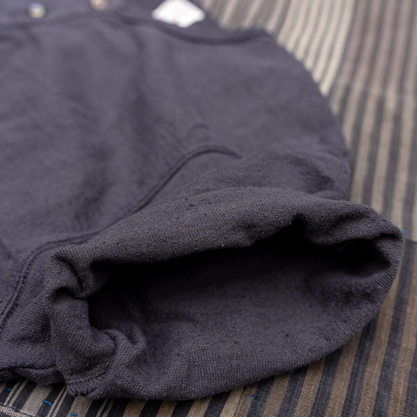 Samurai Jeans 16oz ‘Japanese Cotton’ Slub Yarn Henley – Kuromame / Black Beans Dyed - Image 4