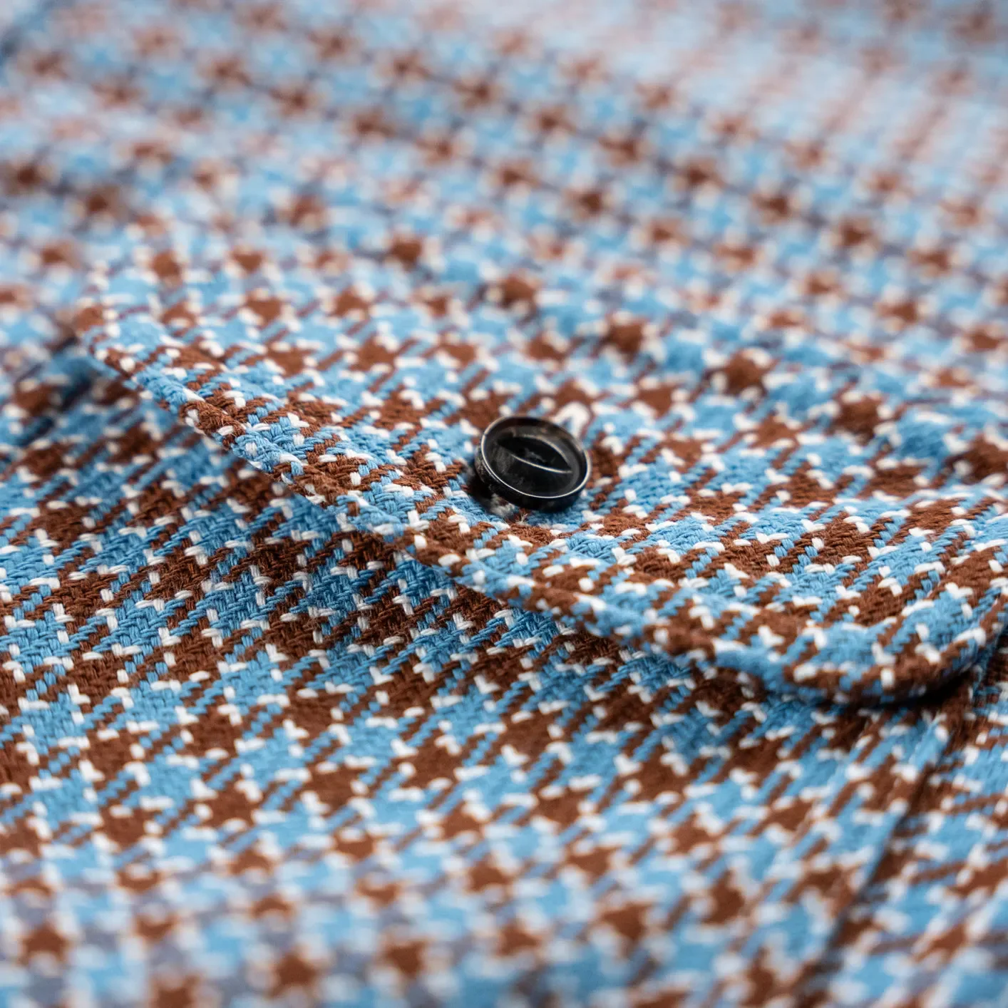 Samurai Jeans Cheese Indigo Heavy Flannel Work Shirt  – Blue / Brown - Image 5