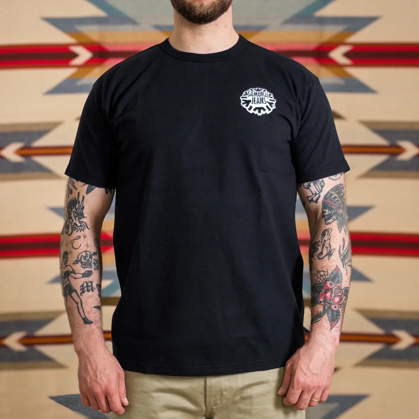 Samurai Jeans 'Fierce Warrior' 8.5oz Heavyweight Loopwheeled T-Shirt – Black - Image 3