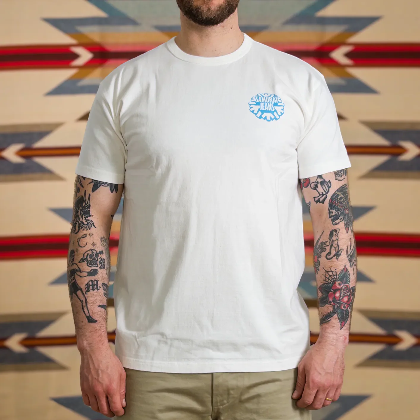 Samurai Jeans 'Fierce Warrior' 8.5oz Heavyweight Loopwheeled T-Shirt – White - Image 3