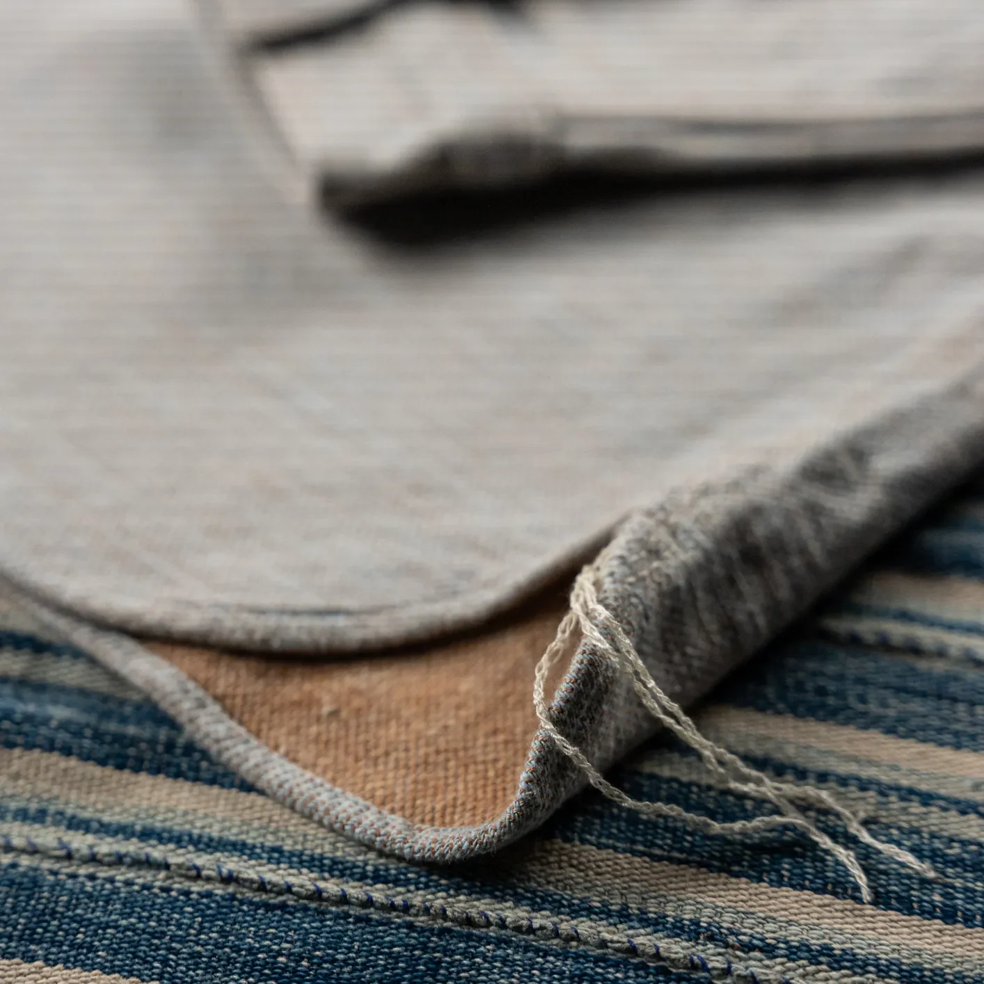 Samurai Jeans ‘Niigata’ Elemental Flannel Work Shirt – Blue / Brown - Image 4
