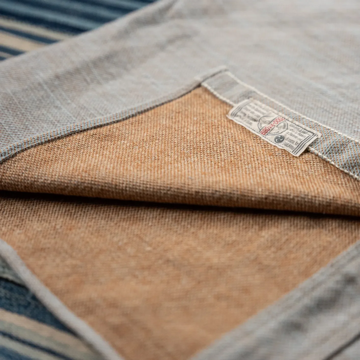 Samurai Jeans ‘Niigata’ Elemental Flannel Work Shirt – Blue / Brown - Image 5