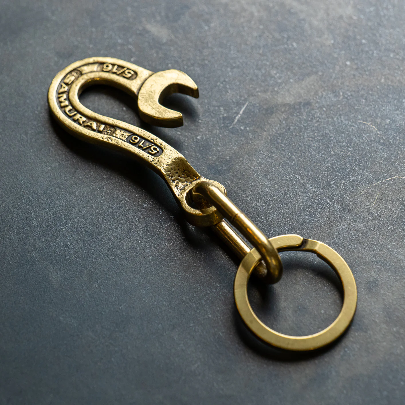 Samurai Wrench Key Hook - Solid Brass