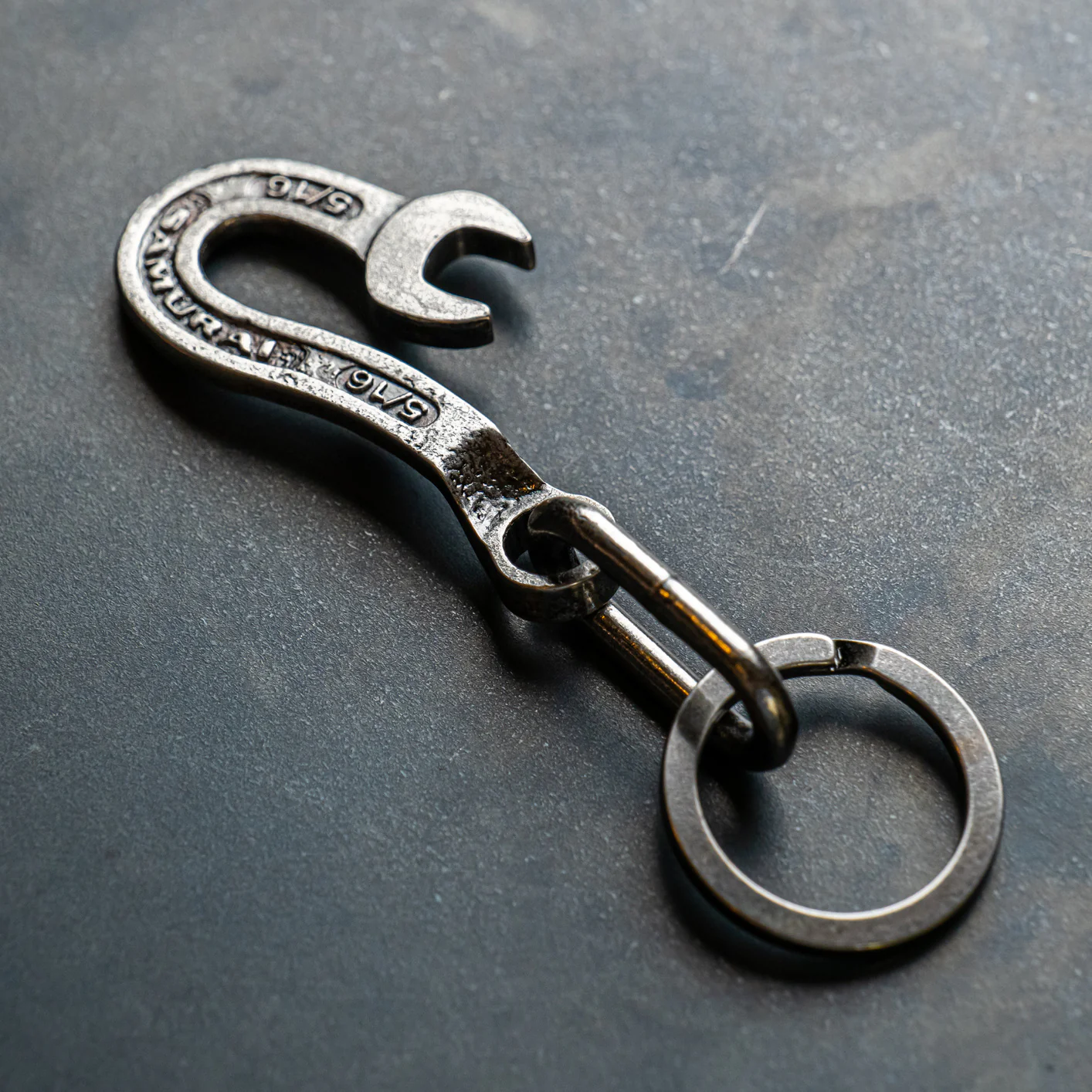 Samurai Wrench Key Hook - Solid Brass / Silver