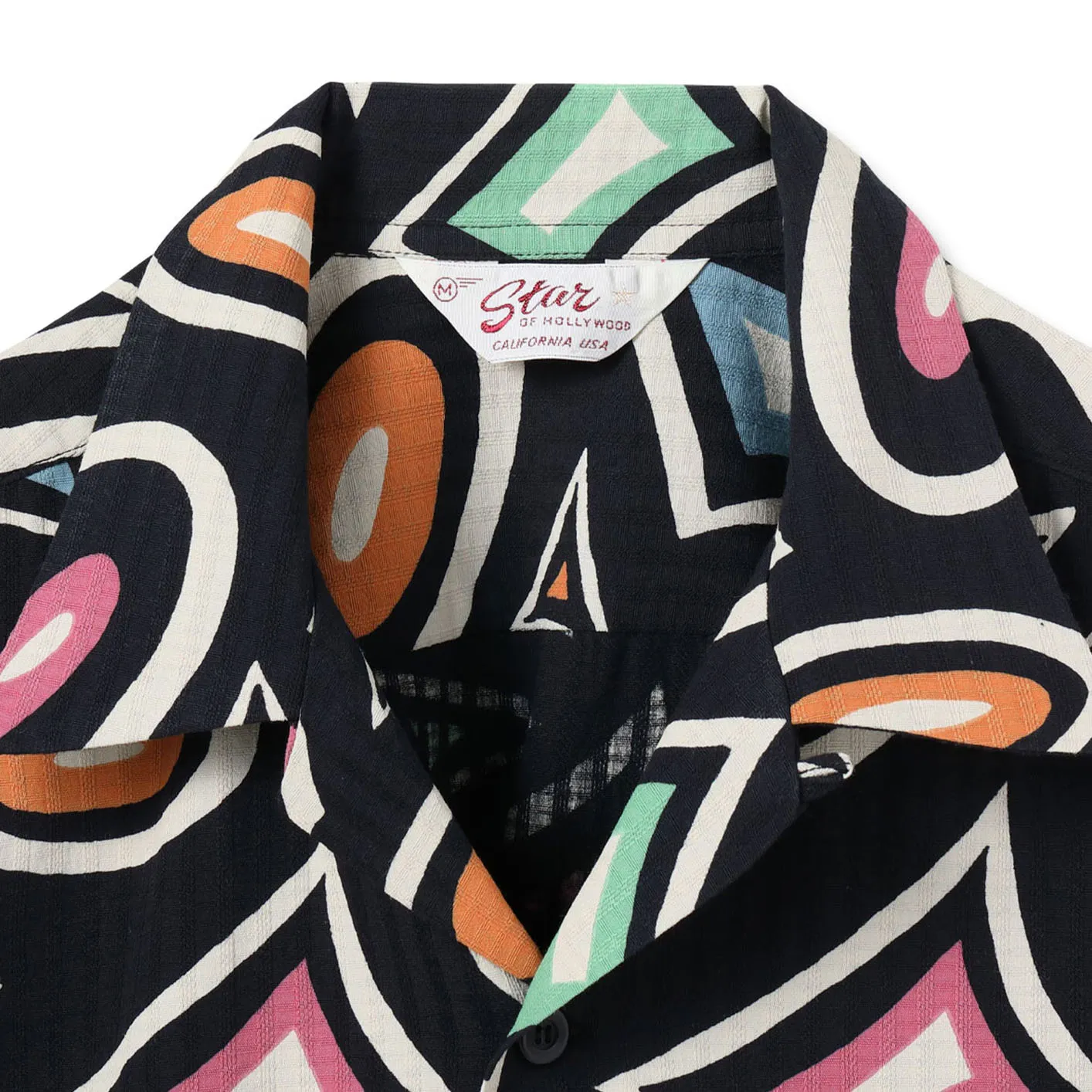 Star of Hollywood ‘Modern’ Dobby Open Collar Shirt – Black - Image 10
