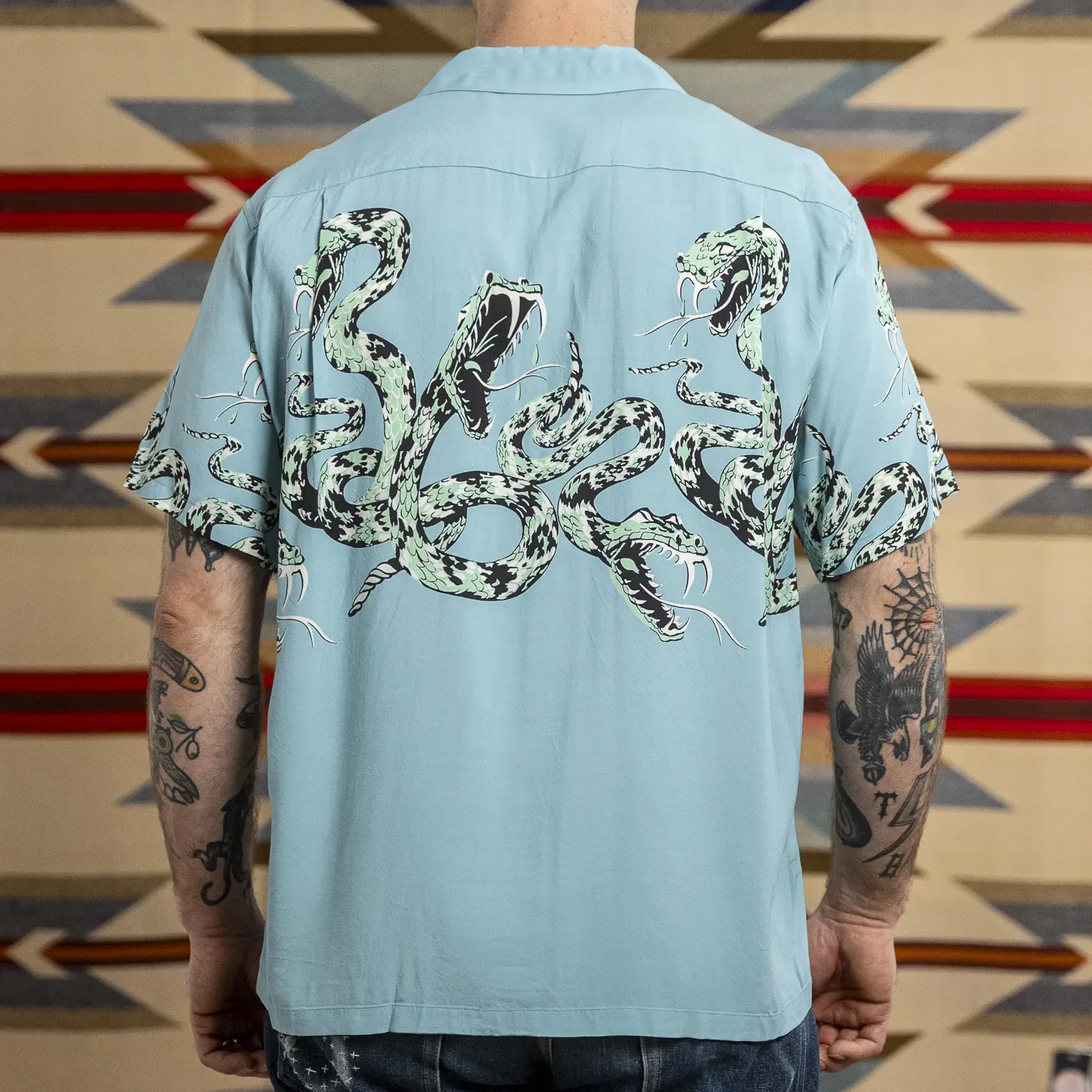 Star of Hollywood ‘Rattle Snake’ Aloha Shirt - Blue - Image 2