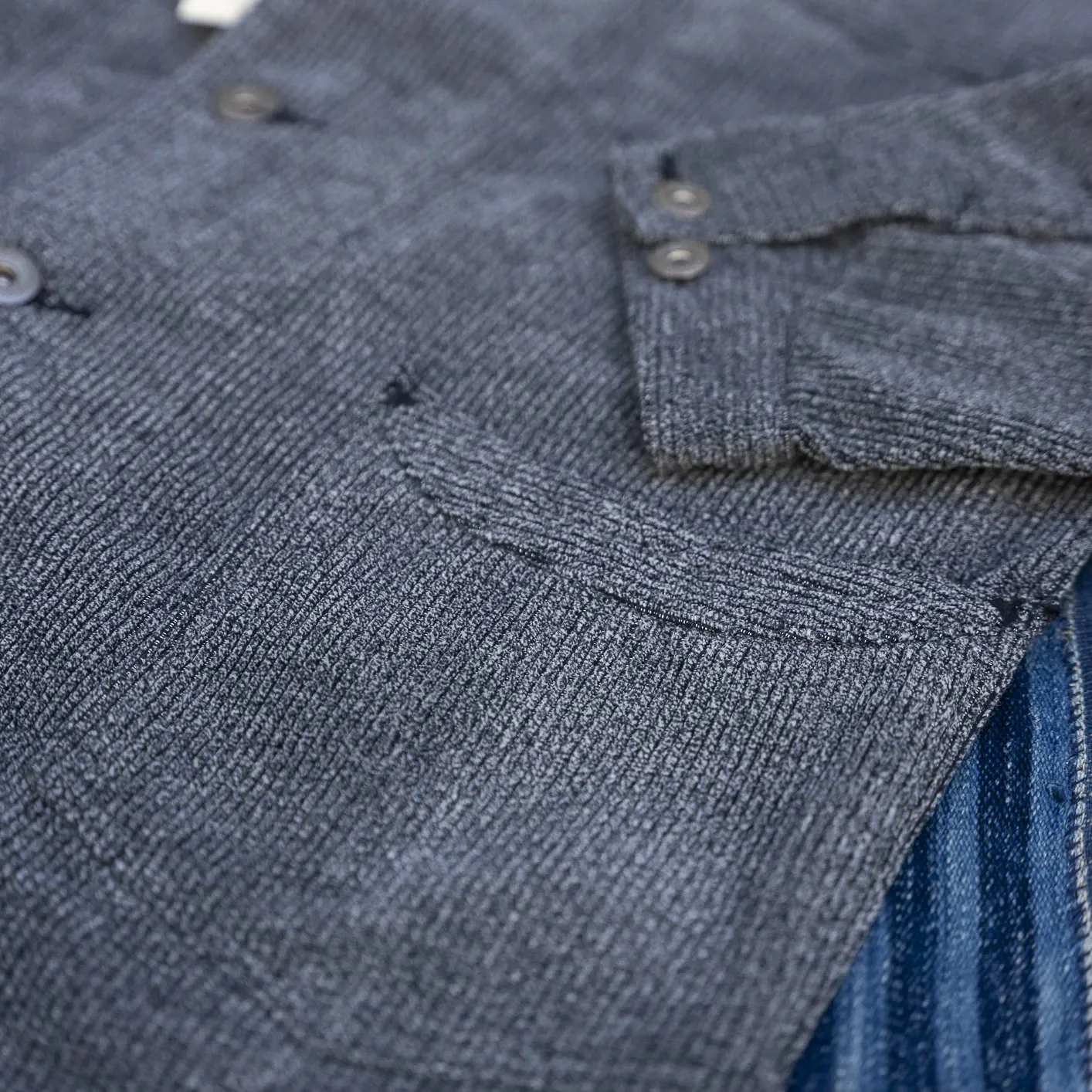 Stevenson Overall Co. HogHead Heathered Corduroy Railway Jacket - Charcoal - Image 4