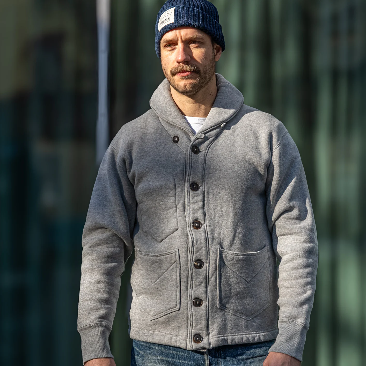 Strike Gold 20oz Loopwheeled Sweat Cardigan – Heather Gray - Image 7
