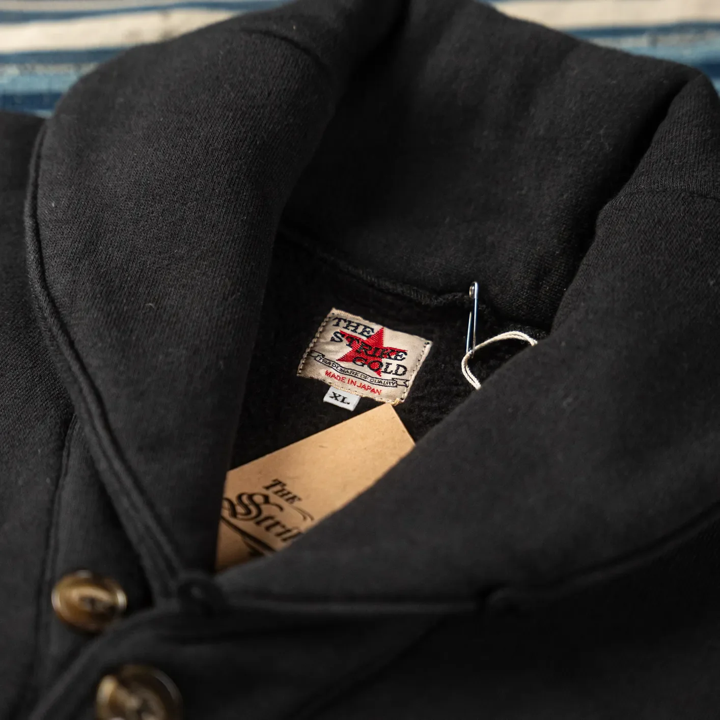Strike Gold 20oz Loopwheeled Sweat Cardigan – Black - Image 2