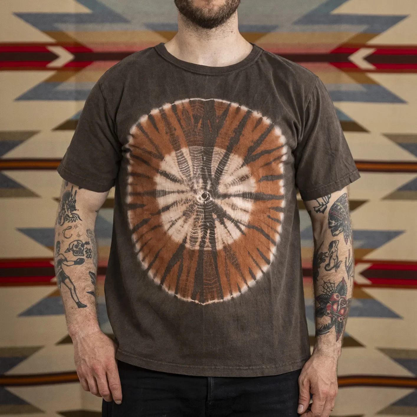 Studio D’Artisan 8172 ‘Amami Dorozome’ Mud Dyed T-Shirt - Dark Brown / Hand Dyed